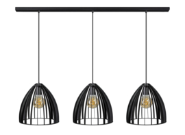 Dean hanglamp 3x E27 balk 120cm mat zwart kap 30x30cm nr 05-HL4613-30