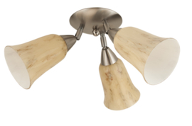 Combinatie 3-L plafondspot mat nikkel met kapjes klok 11,5cm licht marmer nr 7Sp3-514.60