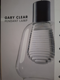 Hanglamp model Gary 1-lichts zwart met ribbel binnenglas h-15cm nr 05-HL4523-3-S
