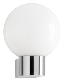 Edelstaal buitenlamp wandlamp staalkleur opaal bol IP44 H-30cm E27 nr: 93