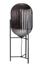 Glamm L tafellamp h-81,3cm 1x E27 smoke ribbel glas dia 30cm h40 / zwart nr 05-TL3370-3036