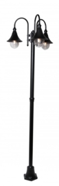 Buitenlamp mast h-248cm serie Calice II 3-lichtpunten in zwart leverbaar nr: FL703