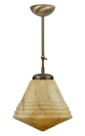 Schuifstang kort H 68-91 oud messing met glazen bol Philips licht marmer 36cm 4Sr1-335.60