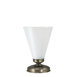 Tafellamp uplight mat nikkel met trechterkap M opaal h30 nr 7Tu-320.00