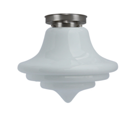 Plafonniere retro glazen bol Bell opaal met mat nikkel ophanging nr 7P1-422.00