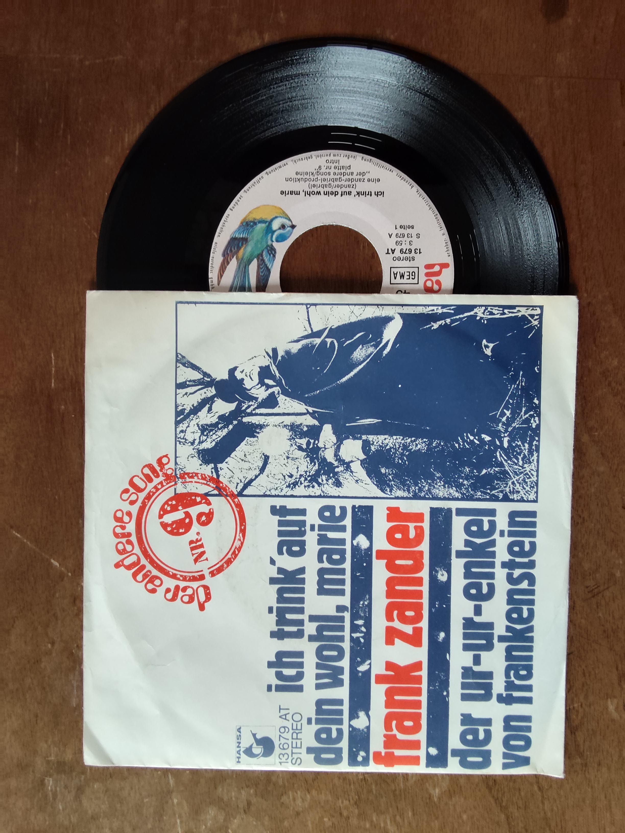 Frank Zander met Ich trink' auf dein wohl, Marie 1974 Single nr S20256883
