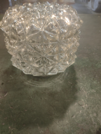 Oude glazen kap bol platte kant ster motief helder met schroefdraad 8,5cm oud-g14