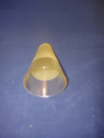 Handgemaakt Italiaans bekerglas amber helder gesatineerd d10cm nr B886