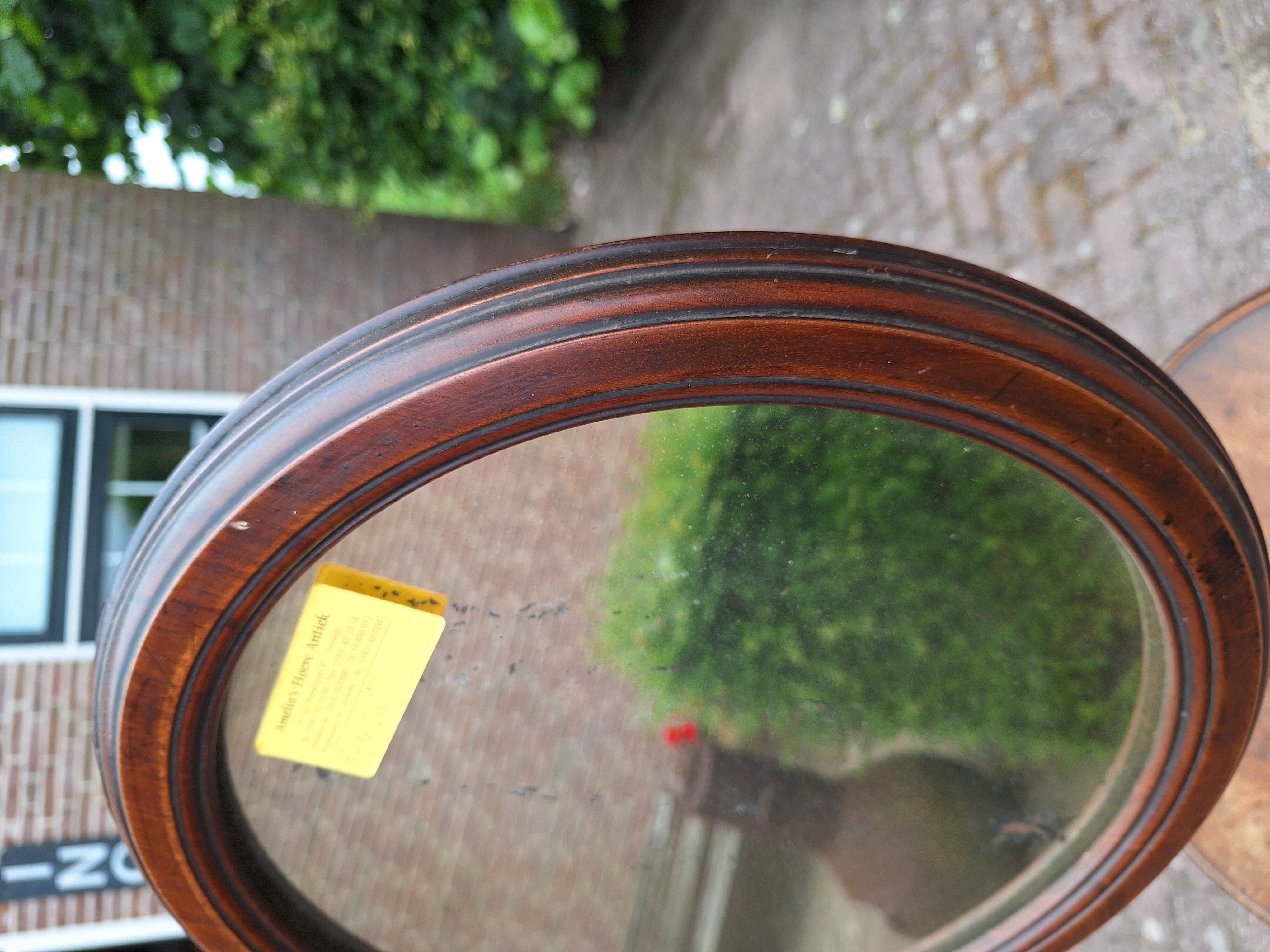 Antieke massief mahonie scheerspiegel kantelbaar en hoogte aanpasbaar nr SP20253