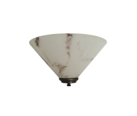 Wandlamp dakkap 30cm met ophanging wit opaal gemarmerd glas nr H30.10 compl.