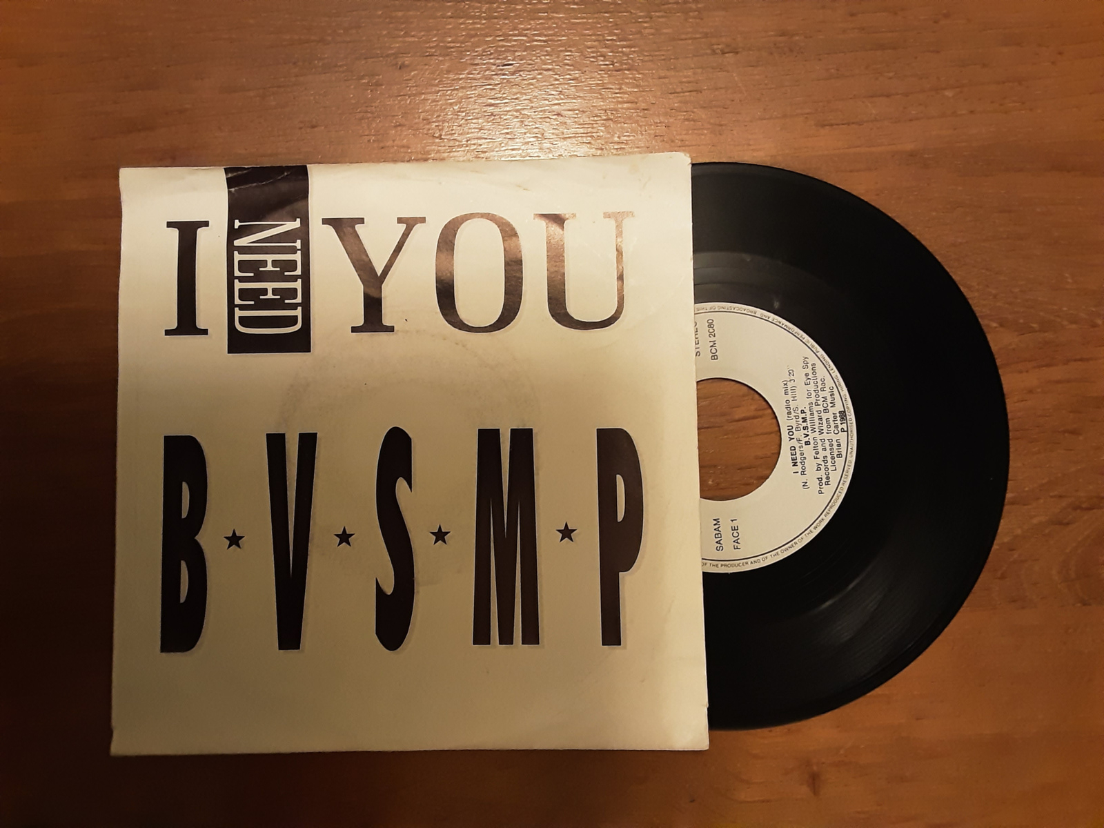 BVSMP met I need you 1988 Single nr S20246004