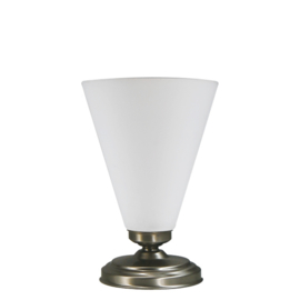 Tafellamp uplight mat nikkel en trechterkap L mat opaal  33cm nr 7Tu-324.39