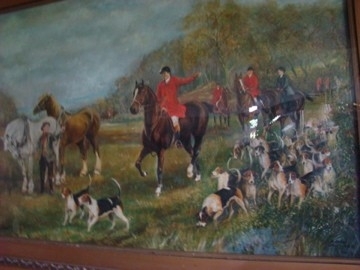 Oud schilderij  met paarden.