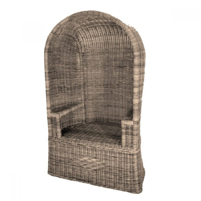 fabriek Nebu middelen Handgevlochten rotan strandstoel breed Old Grey finish h-165cm nr 6890 |  Handgevlochten tafels, stoelen en krukken | ameliahoeve