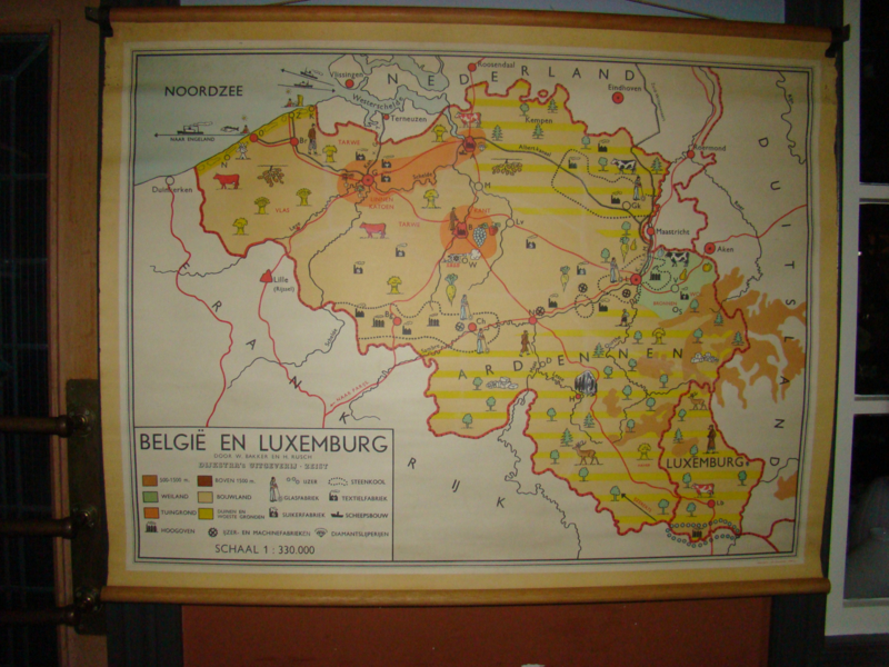 Regenachtig Jumping jack Heerlijk Landkaart Belgie en Luxemburg. | Oude schoolkaarten landkaarten en atlassen  | ameliahoeve