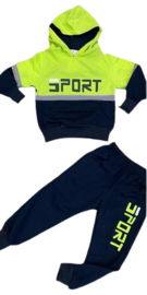 Joggingpak - Sport geel Stoere joggset Sport! De set bestaat uit een hoodie met bijpassende jogger  Materiaal:95% katoen, 5% elasthan.