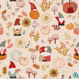 Quiltstof Gnomes in autumn