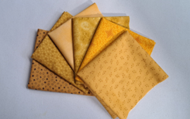 Quiltstofpakket mosterd/geel
