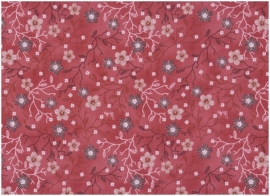 Quiltstof Stof A/S middenrood gebloemd 510