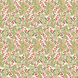 Quiltstof Merry Stitches - Much Joy Beige