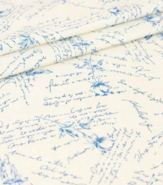 Quiltstof geschreven tekst en roosjes - Yuwa 105S2