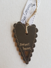 Houten label Sweet Heart d.grijs