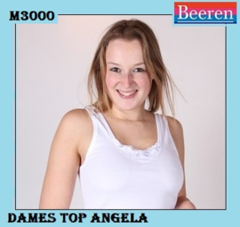 ACTIE: 2 x BEEREN DAMES (HEMD) TOP ANGELA  M3000 + KANT INZET  *Wit *dameshemd