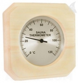 Sauna thermometer hout vierkant met beschermingsglas