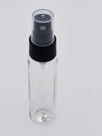 30 ml transparante pet fles + mat zwarte sprayer