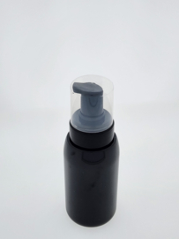 250 ML zwarte foam pet fles + zwarte foam dop met transparante cap