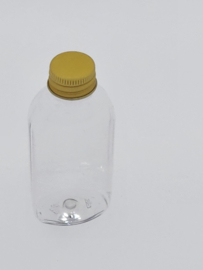 50 ml transparante ovale pet fles + gouden aluminium draaidop