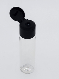 30 ml transparante pet fles + mat zwarte klepdop