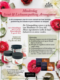 Moederdag scrub en lichaamspakking Arrangement voor 5 behandelingen met 5x 300 gram Rozen bodycream