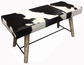 AS1260B Stool- bank met zwart en wit koeienhuid