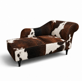 Josephine chaise longue 160cm, tricolor met wit koeienhuid
