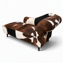 Josephine chaise longue 160cm, tricolor met wit koeienhuid