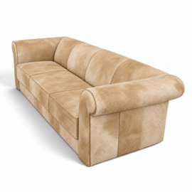 Bertha 3-zitsbank, in beige koeienhuid