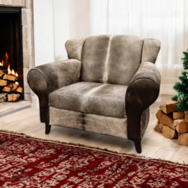 Bommel , loveseat in grijs koeienhuid