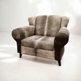 Bommel , loveseat in grijs koeienhuid