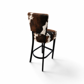 Bistro barstoel met rug, tricolor koeienhuid