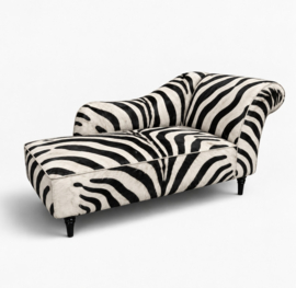 Josephine chaise longue 160cm, koeienhuid met zebraprint