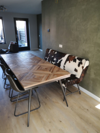 Belmonte eetbank  185cm, in diverse soorten koeienhuid