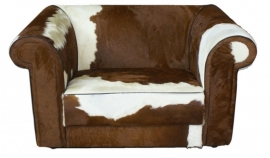 Bertha loveseat in bruin koeienhuid