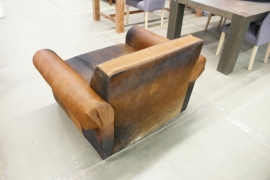 Rover fauteuil in bruin-bruin koeienhuid