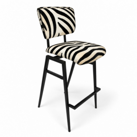 Gerrit industriële barkruk, zebraprint koeienhuid