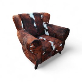 Bommel fauteuil smalle versie  in tricolor koeienhuid