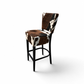 Bistro barstoel met rug, tricolor koeienhuid