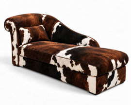 Bertha chaise longue 160cm, tricolor koeienhuid