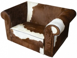 Bertha loveseat in bruin koeienhuid