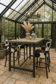 Bistro barstoel met rug, zwartwit koeienhuid